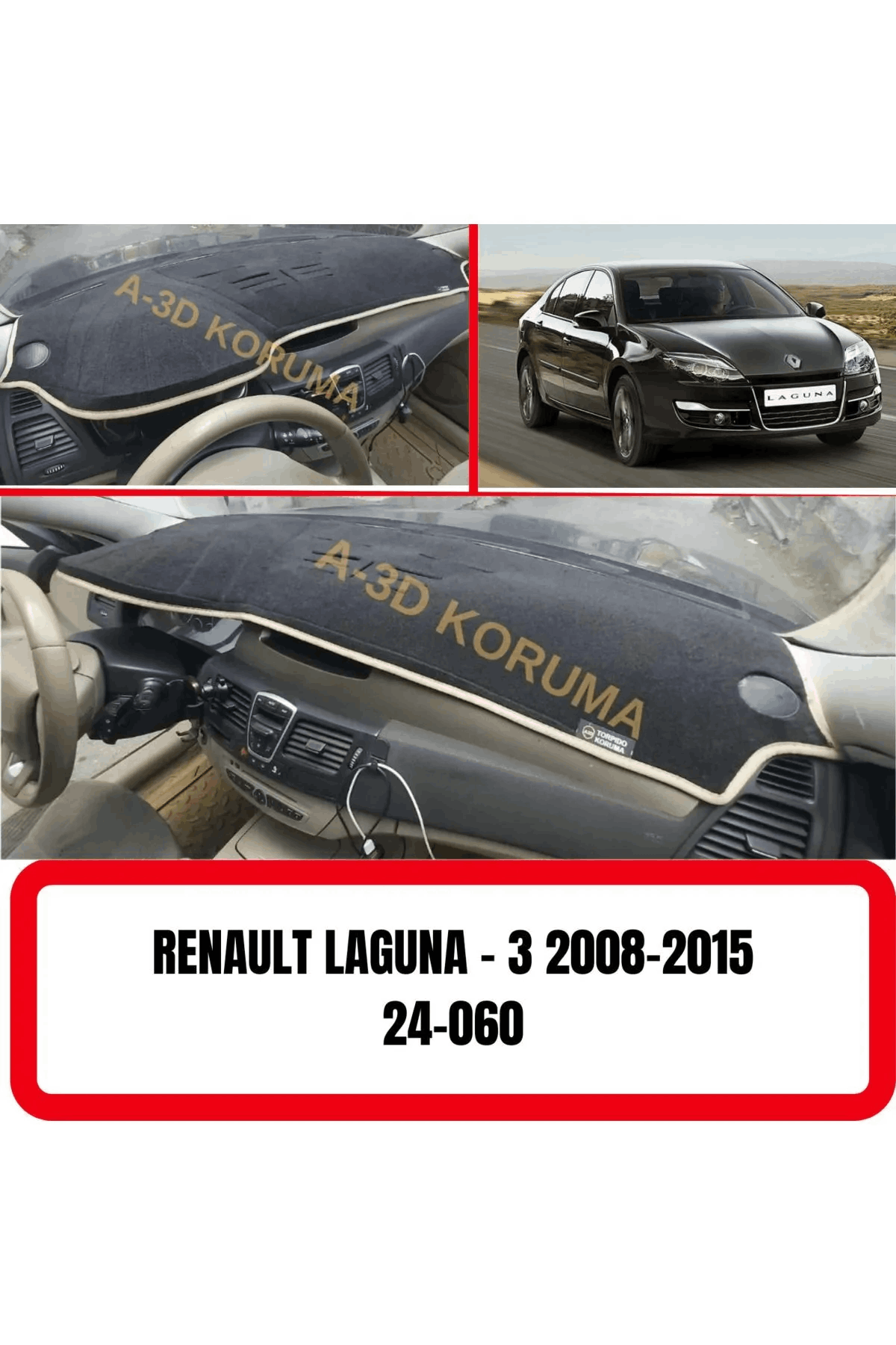 Renault Laguna 3 (2008-2015) 3d Torpido Koruma Kılıfı - Koruyucu Halı Kaplama