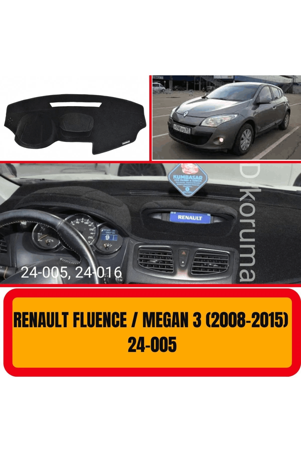 Renault Megane 3 - Fluence 2008-2015 Ön Gögüs Panel Torpido Koruma Koruyucu