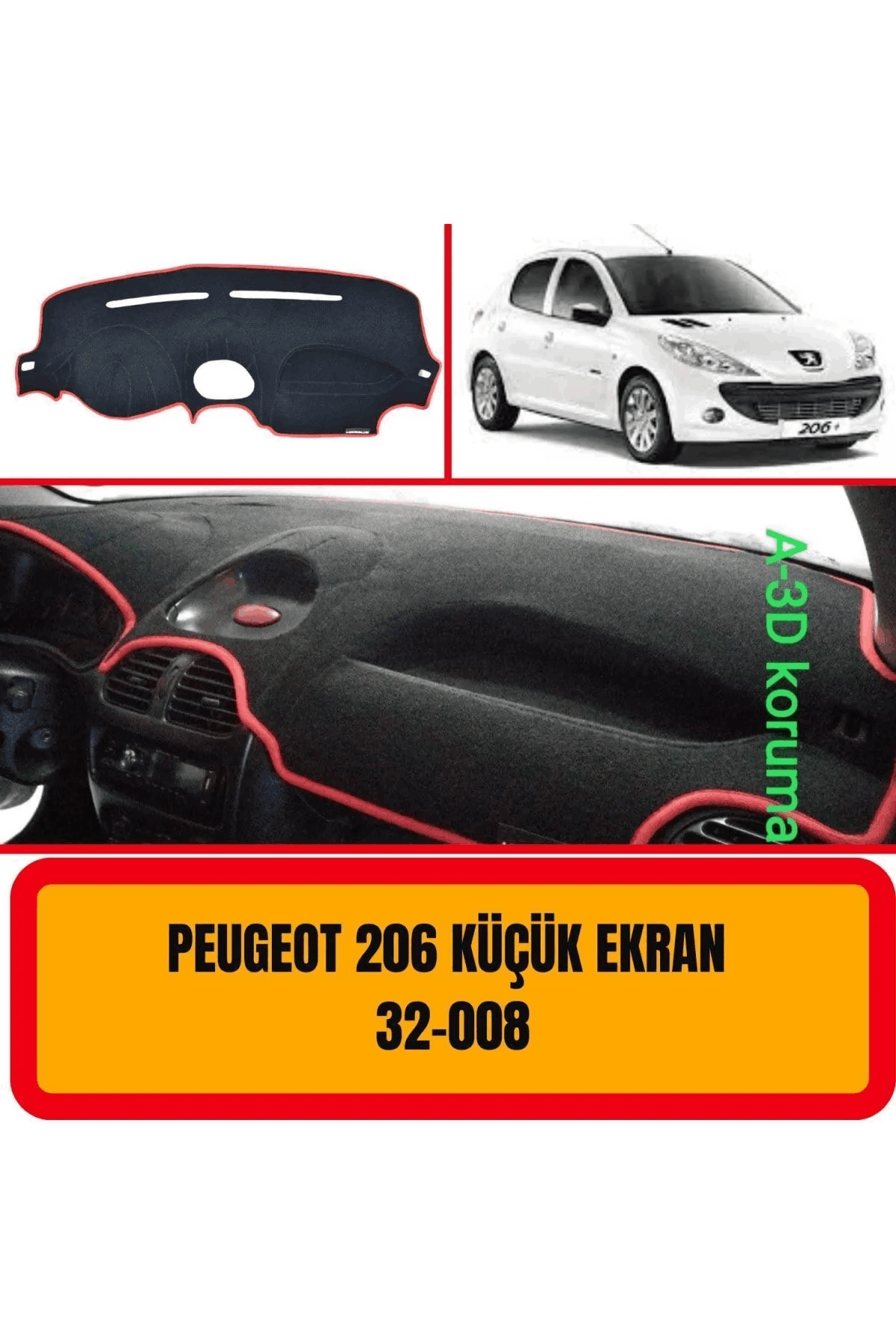 Peugeot 206 Küçük Ekran Torpido Koruma Koruyucu Kilifi Halisi Örtüsü