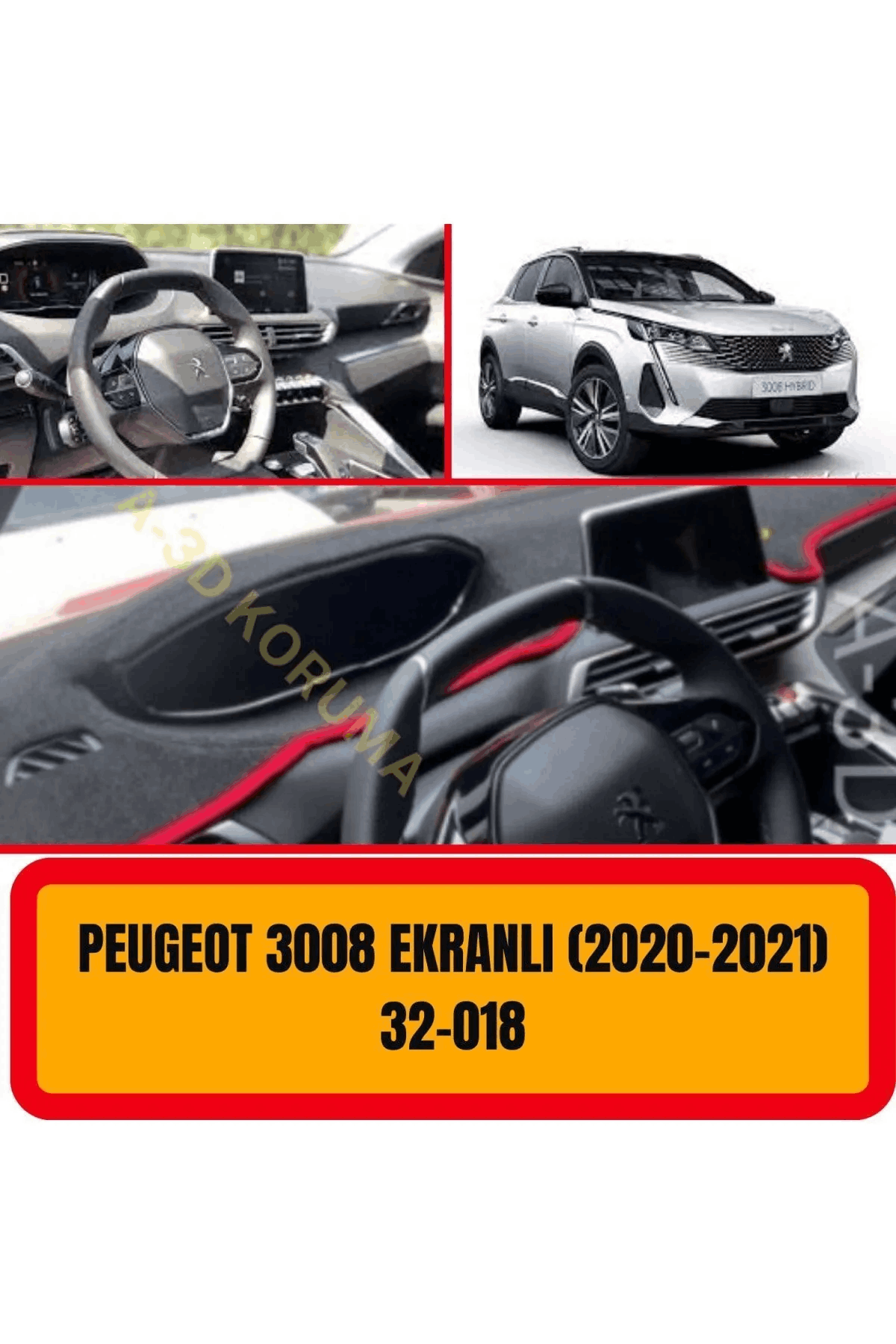 Peugeot 3008 2020 Ön Örtüsü Göğüs Panel Torpido Koruma Koruyucu Kılıfı