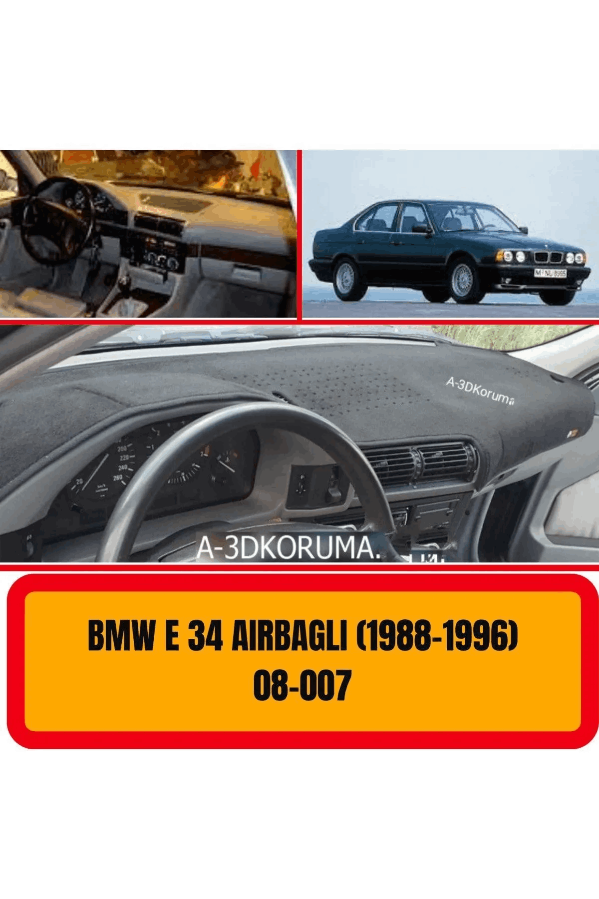 Bmw E34 Airbagli (1988-1996) Torpido Koruma Koruyucu Kilifi Halisi Örtüsü