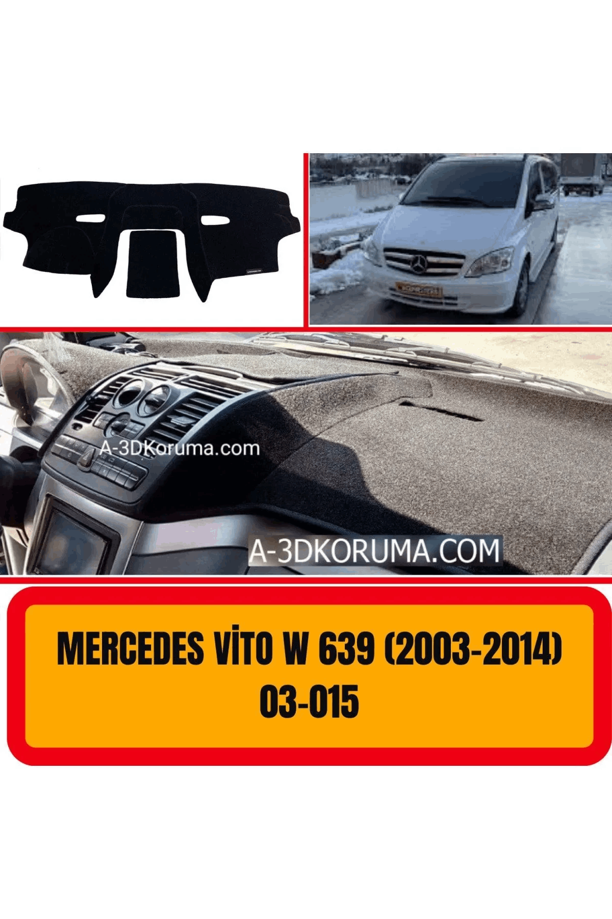 Mercedes - Benz Vito W639 2003-2014 KAPAKLI Torpido Ön Gögüs Panel Koruma Koruyucu Kılıfı