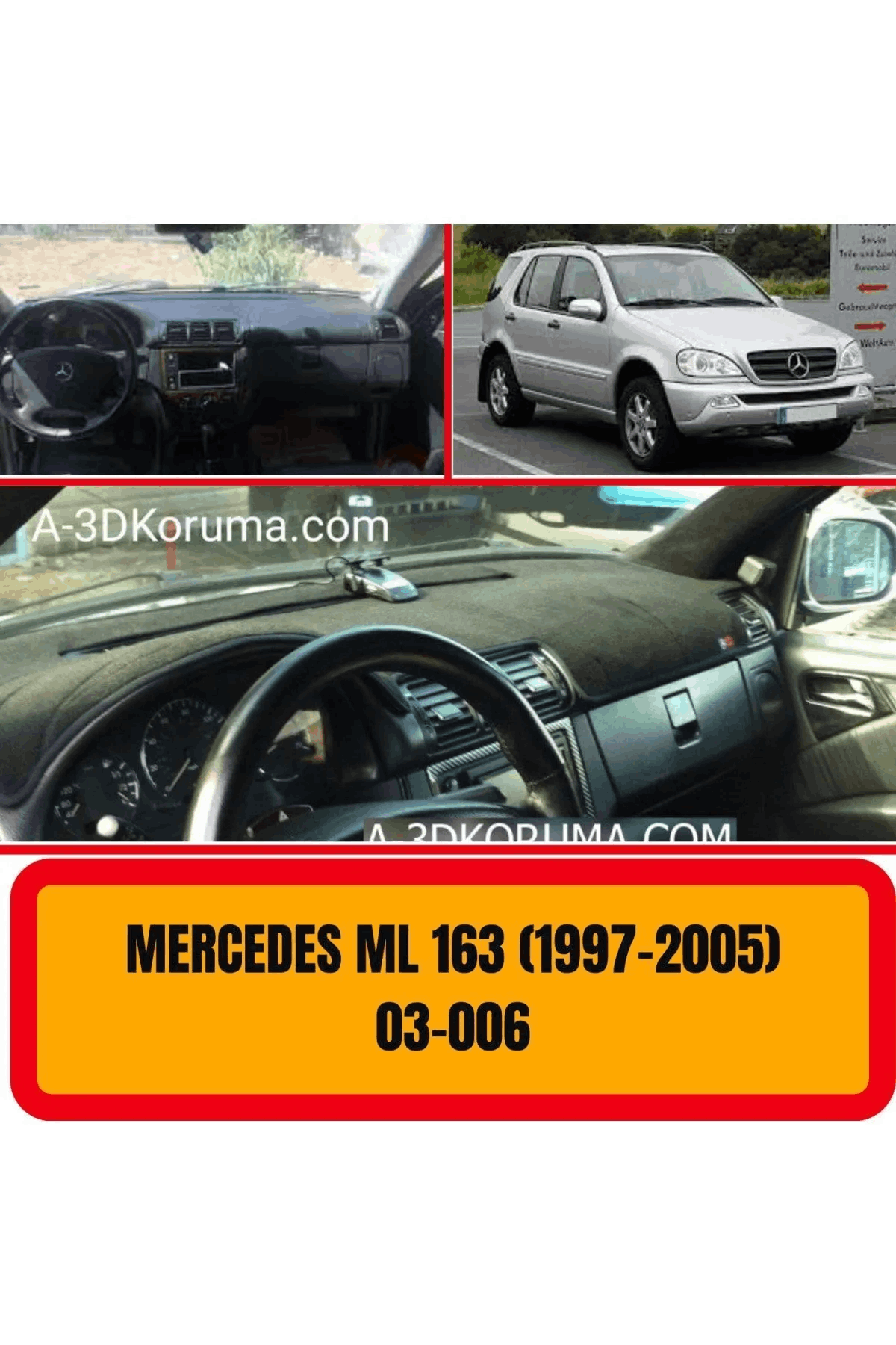 Mercedes -benz W163 1997-2005 Ön Torpido Koruma Koruyucu Kilifi Halisi