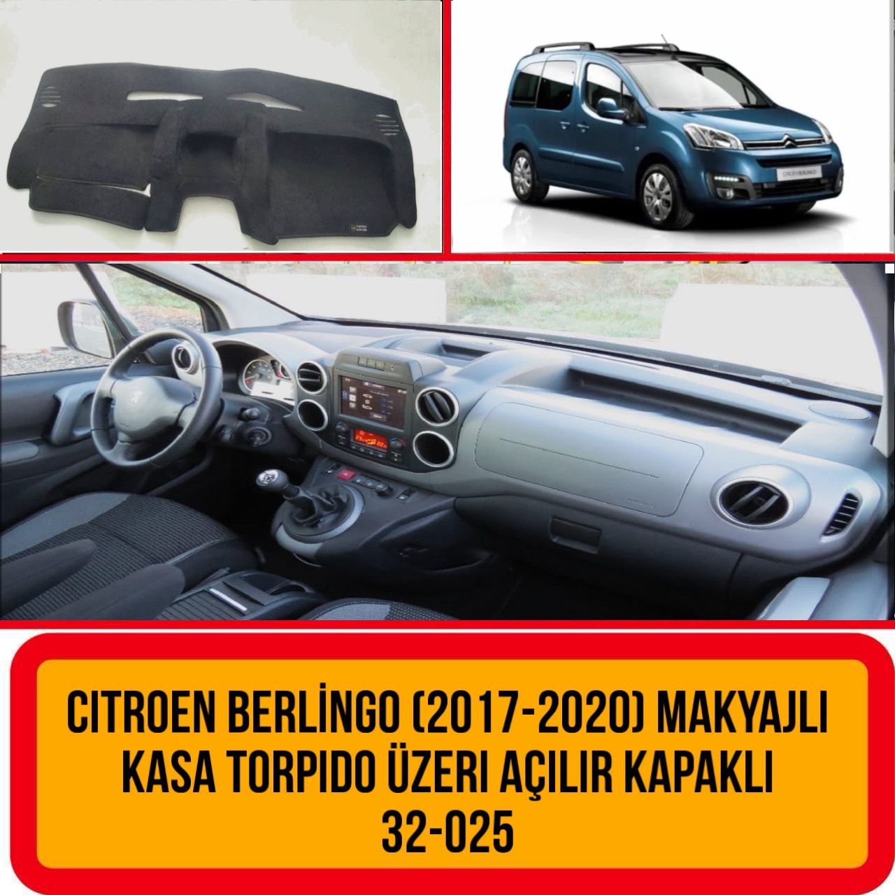  Citroen Berlingo &  Peugeot Partner  ( 2015-2020 ) KAPAKLI VE DİJİTAL SAAT ÖNDE OLAN MODEL